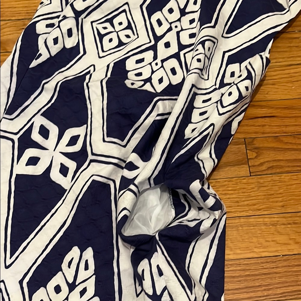 Tori Richard Resort Summer Navy and White Geometric Sleeveless Dress - Picture 6 of 6